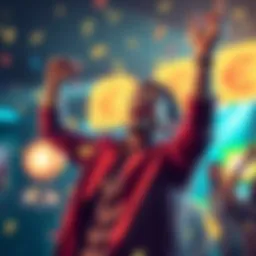 Player celebrating a big win of 6,000 Euros in a slot game