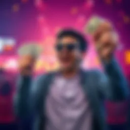 A person celebrating a big win with money in hand, showing excitement after a successful bet on Fliff.