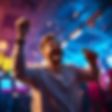 A player celebrating a huge win in the Limbo game, showing excitement and cash in hand after a successful night.