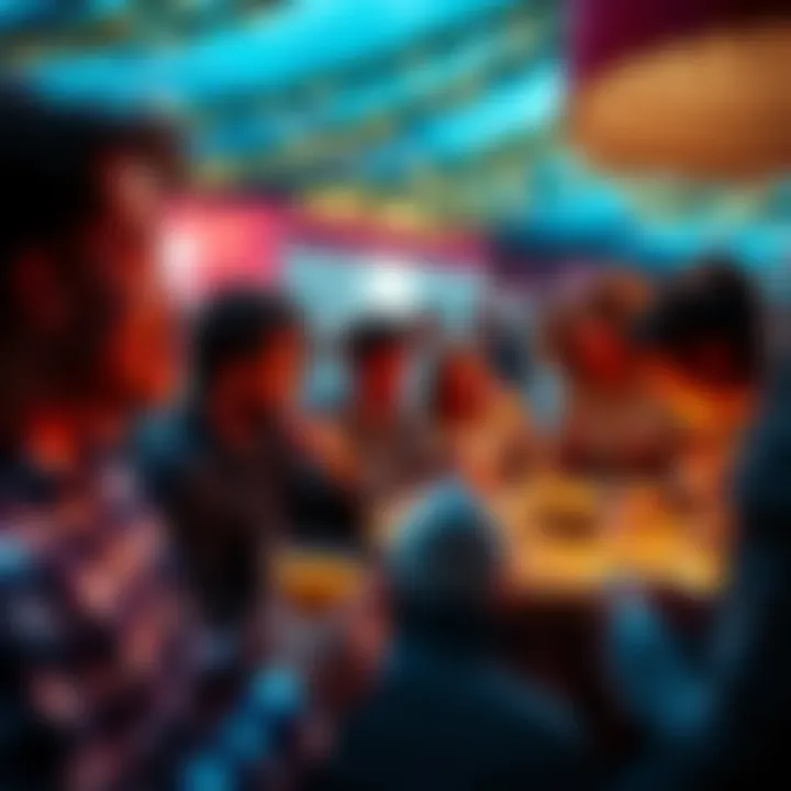 A lively scene at a BIRST FASKET LOVERS event, showcasing fans enjoying pancakes and festivities.