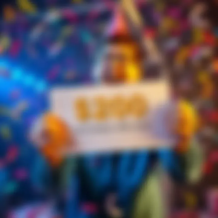 A player excitedly holding a sign that says $200 birthday bonus, with confetti in the background