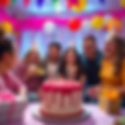 A group of friends celebrating a birthday with cake and gifts, representing the excitement of birthday bonuses.