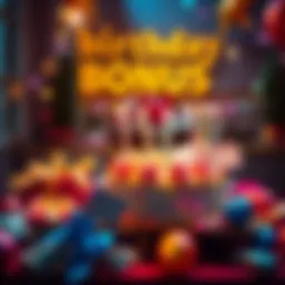 A festive scene with birthday cake and cash, symbolizing rewards for July birthdays