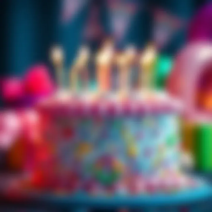 Celebration of a birthday bonus A colorful birthday cake with candles, symbolizing a birthday celebration related to a bonus at Stake