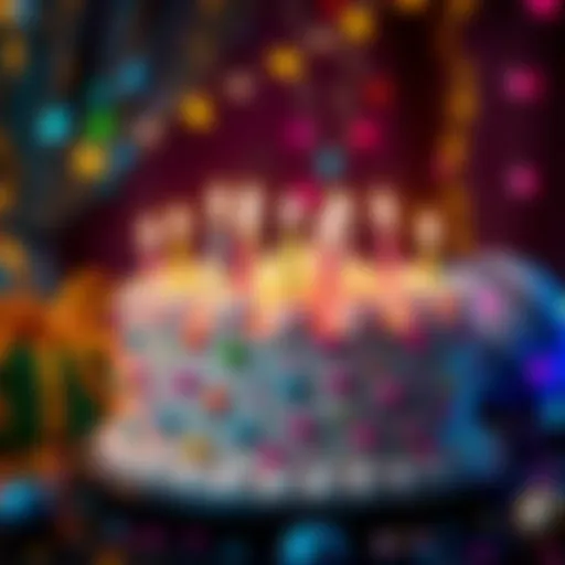 A festive image featuring a birthday cake with candles and colorful decorations, symbolizing the birthday bonus for players.