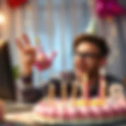 Birthday Celebration A person excitedly claiming a birthday bonus online with a birthday cake in the background.