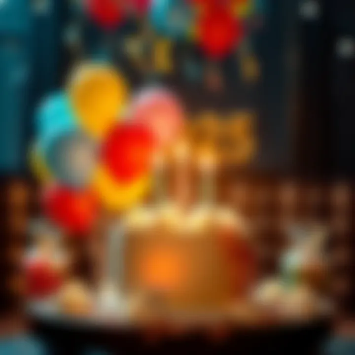 Celebration scene showing a birthday cake and colorful balloons for Platin 2 players receiving a special bonus.
