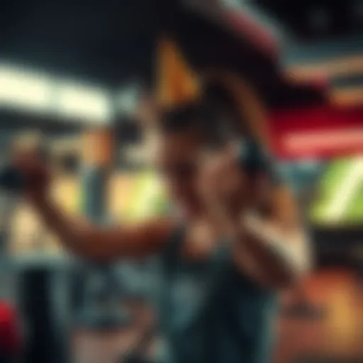 A person exercising intensely, celebrating their birthday with a workout in a gym setting