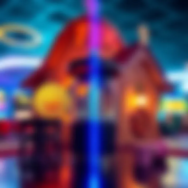 A side-by-side view of a Bitcoin casino and a traditional fiat casino, highlighting different gaming experiences with digital and cash transactions.