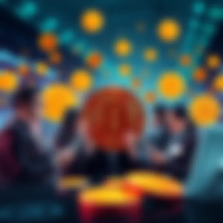 A visual representation of Bitcoin symbols and frustrated people using digital devices, highlighting problems with deposits in the USA.