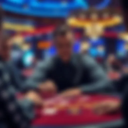 A blackjack dealer in a casino, focusing on dealing cards with serious expression, surrounded by players