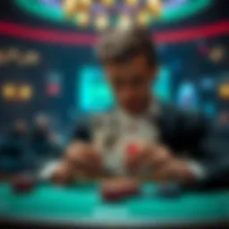 A player examines two 4s and contemplates splitting them against a dealer's 6 in a game of blackjack.