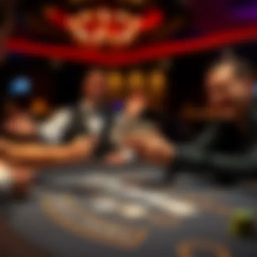 A player at a blackjack table celebrating a win. The dealer smiles as cash is exchanged, showing excitement at the successful night.