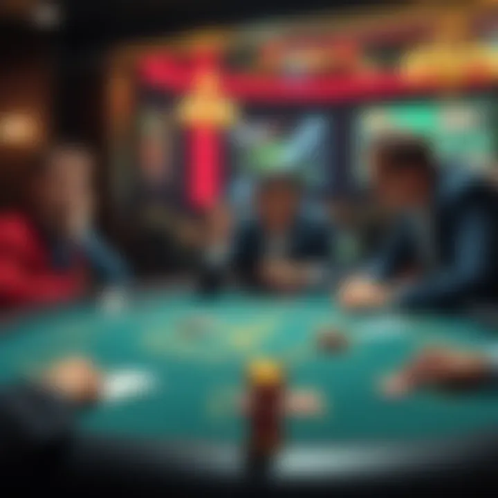 A humorous scene at a blackjack table where one player playfully annoys others, causing laughter and reactions.