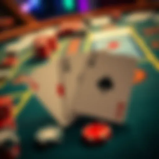 A close-up of two pairs of cards showing 2s and 3s on a casino table with chips
