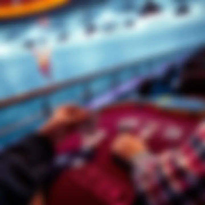 A person playing blackjack with cards and chips on a Royal Caribbean cruise ship