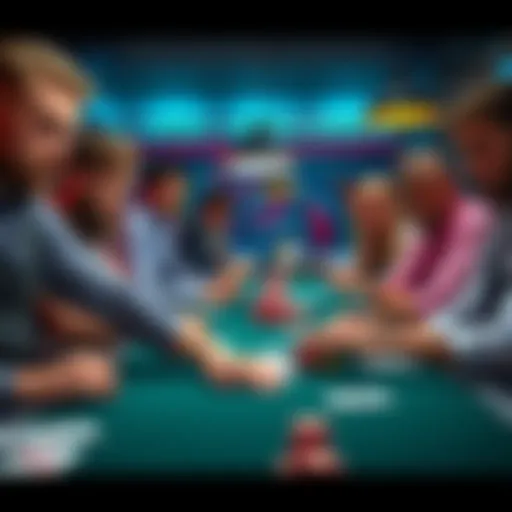 A group of aspiring blackjack dealers practicing their skills at a training table with cards and chips