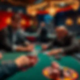 Two players at a blackjack table discussing a hand, one offers to double the bet for another, with cards and chips visible