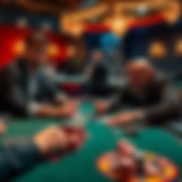 Two players at a blackjack table discussing a hand, one offers to double the bet for another, with cards and chips visible