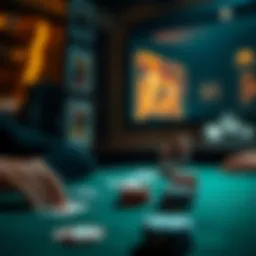 A person playing Blackjack at a table with cards and chips