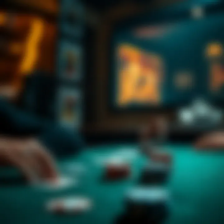 Playing Blackjack with Cards A person playing Blackjack at a table with cards and chips