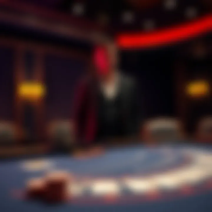 A player stands up from a blackjack table, looking contemplative while leaving behind chips and cards, symbolizing their decision to quit the game.