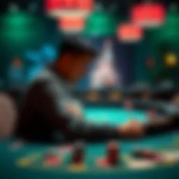 Card game scene A person sitting at a Blackjack table, looking worried as they watch their chips disappear after a losing hand.