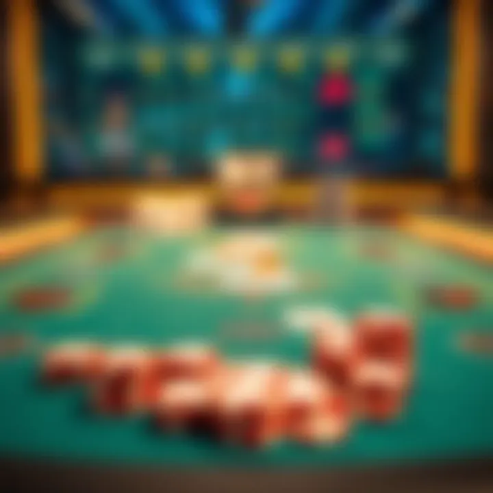 A Blackjack table showing cards and chips, highlighting the game setup