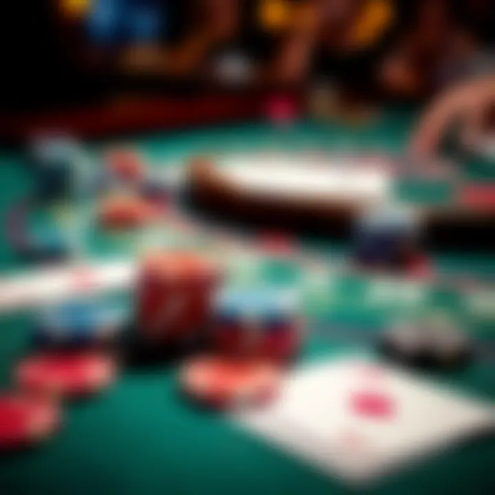 A close-up of a blackjack table with chips and cards, illustrating the 3:2 payout strategy