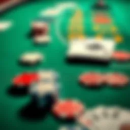 Blackjack Table with Cards and Chips A close-up of a blackjack table showing cards and gaming chips, symbolizing financial loss in gambling.