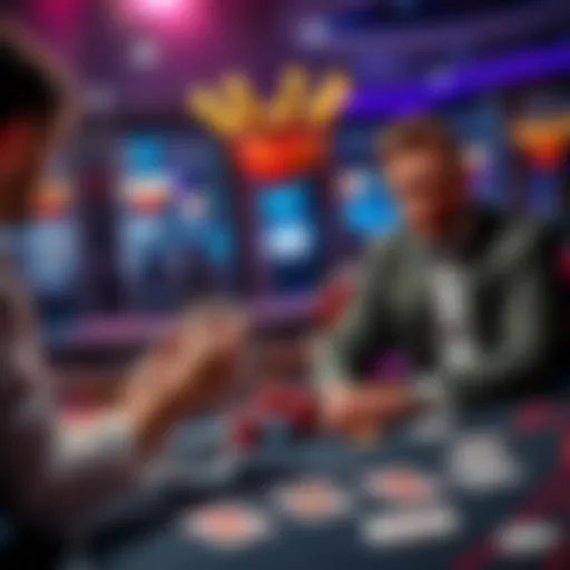 A dealer showing cards at a blackjack table while a confused player looks on, illustrating a night of unusual luck