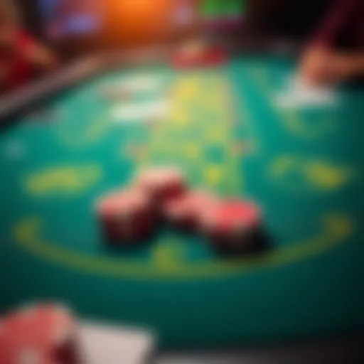 A close-up of a blackjack table showing the betting area with chips placed on side bets, highlighting a $200 buy-in strategy
