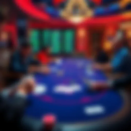 A vibrant scene of a blackjack table in Washington, with players making unique betting decisions and cards being dealt, capturing the excitement of the game.