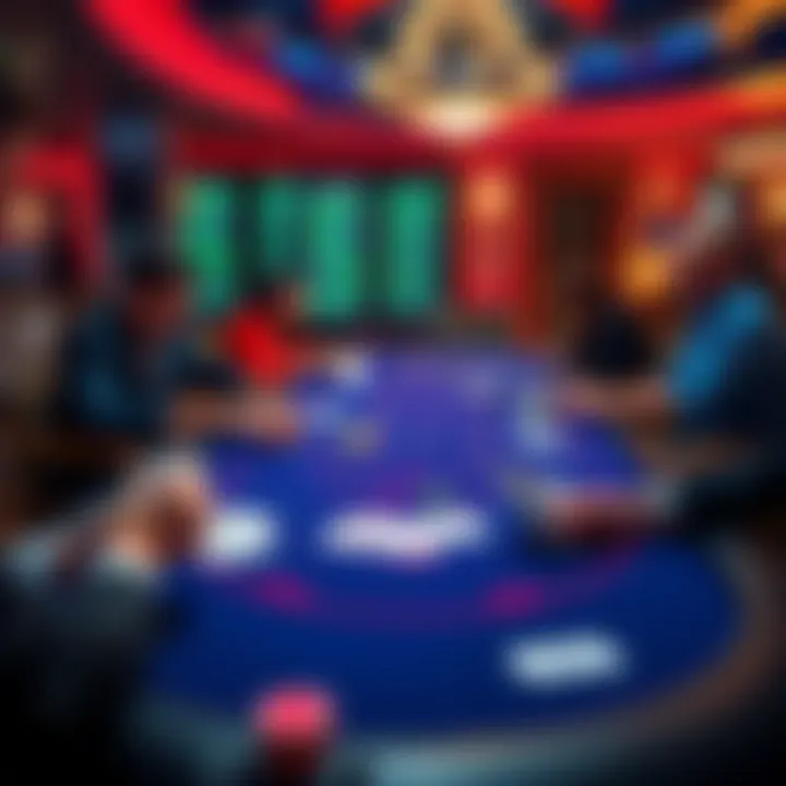 A vibrant scene of a blackjack table in Washington, with players making unique betting decisions and cards being dealt, capturing the excitement of the game.