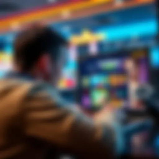 A player looks at a laptop screen showing Blazeboom Casino's website, displaying offers and bonuses, with a concerned expression.