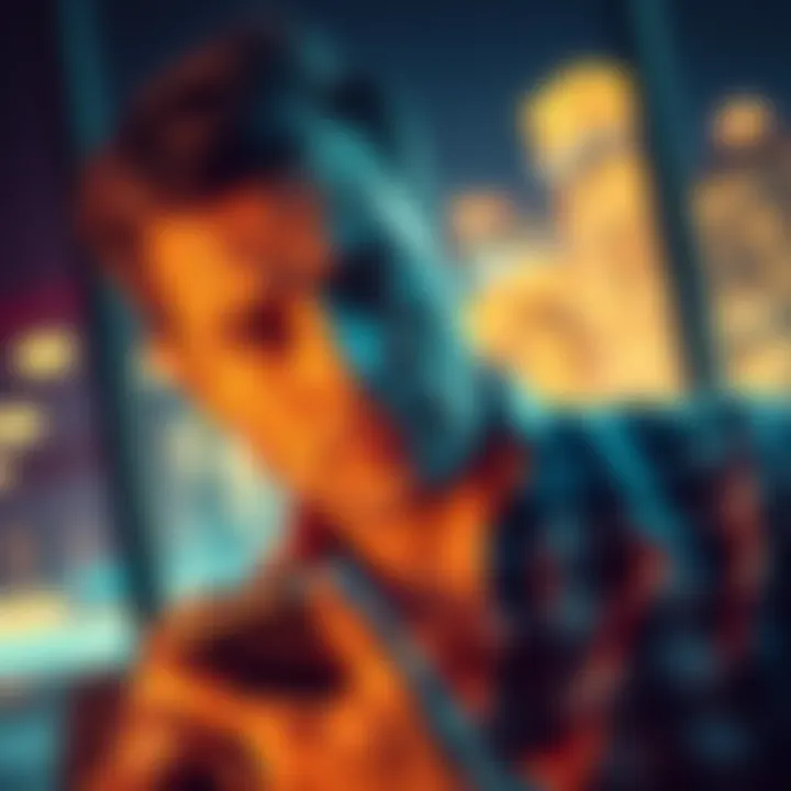 A concerned investor looking at their phone with a worried expression, representing issues with an online investment account.