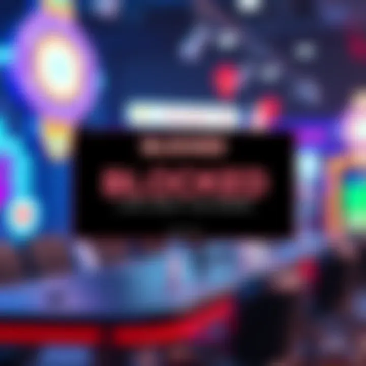 A digital screen showing a blocked account message related to Sweep Las Vegas.