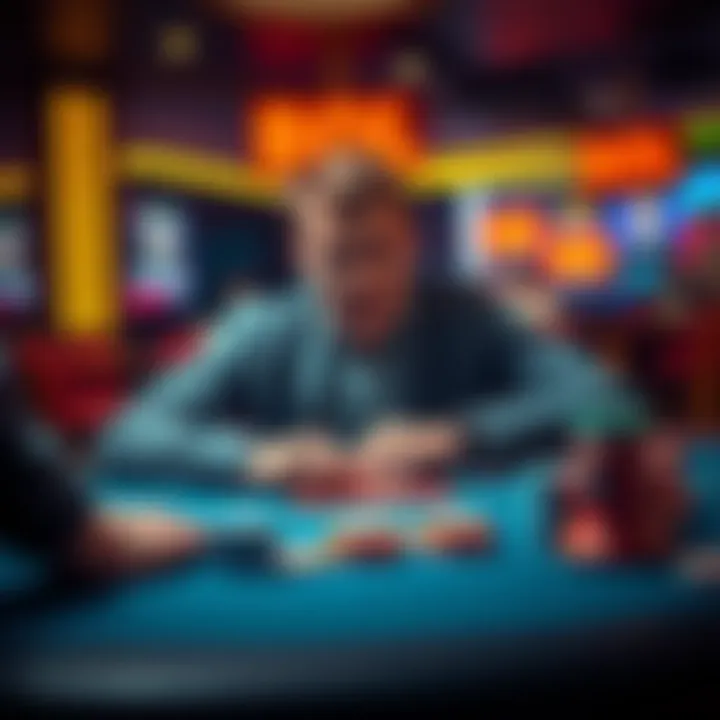 A person sitting at a gaming table with dice and chips, focused on a game at Bol, looking excited about winning big.