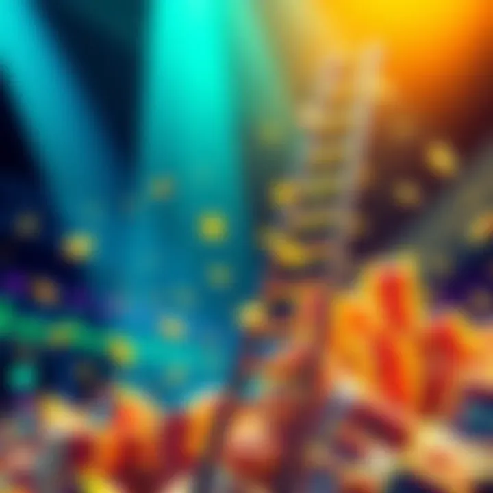 Illustration of a ladder representing bonuses for high-stakes betting with cash symbols around it