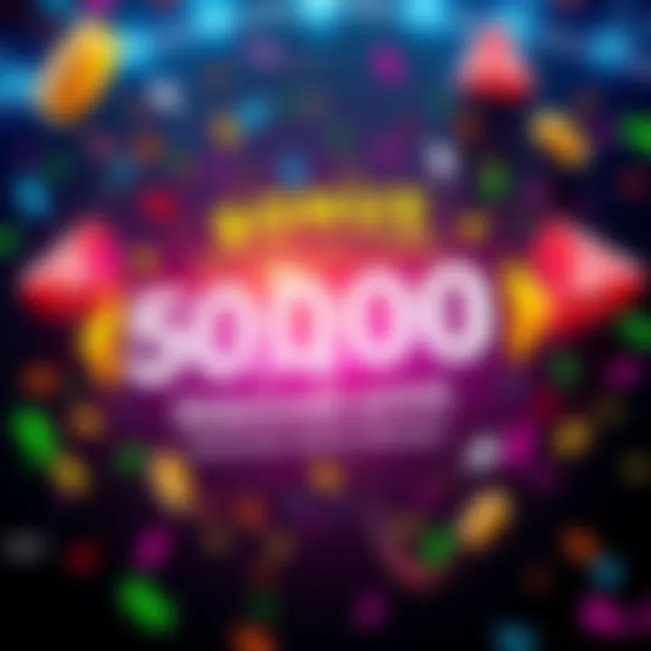 A vibrant graphic showcasing a bonus code for a betting offer, featuring colorful elements and symbols of excitement like confetti and coins.