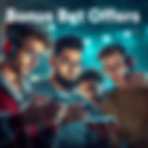 A group of players looking at their phones, discussing missing bonus bet offers, with a concerned expression.