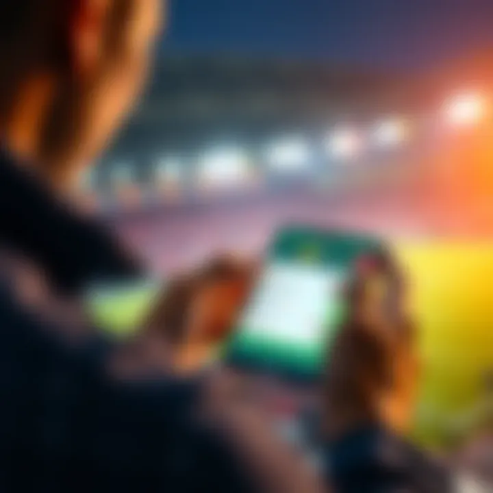 A person placing a bet on a sports game with a bonus offer on a mobile device