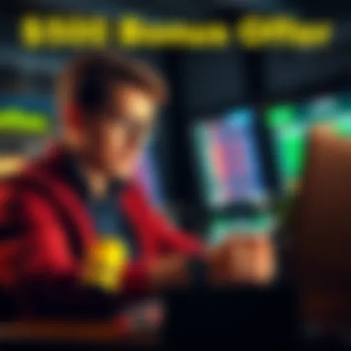 A person analyzing betting options with a laptop and notes, considering a $500 bonus offer.
