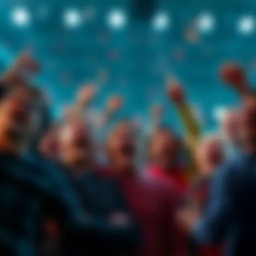 A group of people celebrating after winning bonus bets, displaying excitement and shock.