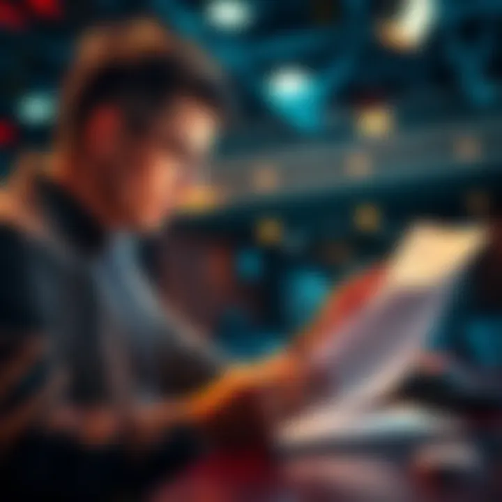 A person studying rules for betting bonuses, looking at a document or screen with clear guidelines