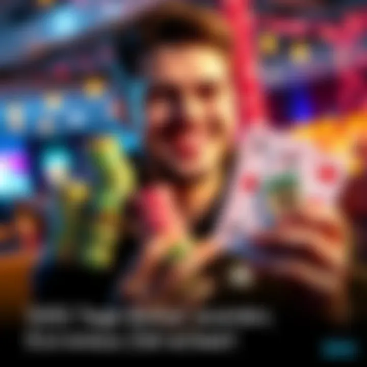 A person smiling and holding a stack of casino chips and bonus vouchers, celebrating their success in collecting bonuses over 500 days without using personal money.