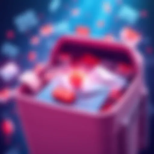 Illustration of an inbox filled with emails about bonus links and inquiries