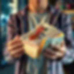 A person holding a stack of cash and documents representing different bonus rewards collected over time