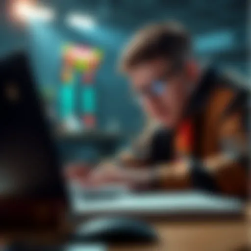 A person looking frustrated while checking their Bovada betting account on a laptop, highlighting issues with Parlay betting limits.