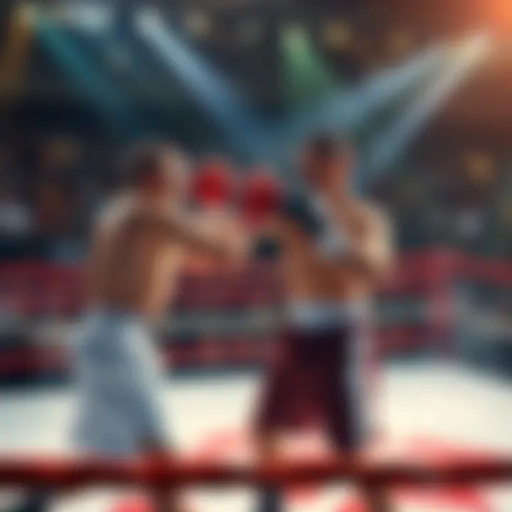 Two boxers competing in a ring with fans cheering in the background, showcasing the excitement of modern boxing.